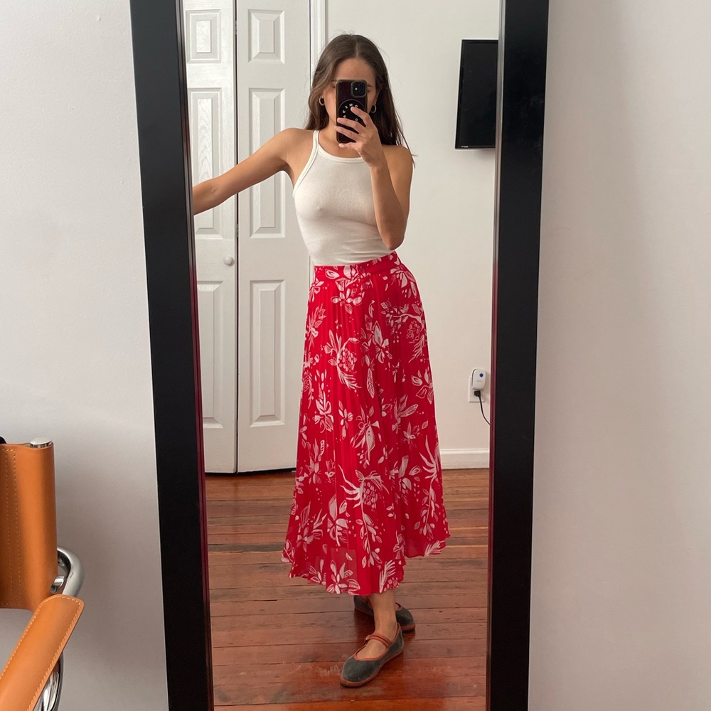 Red long skirt with pleats from & Other Stories